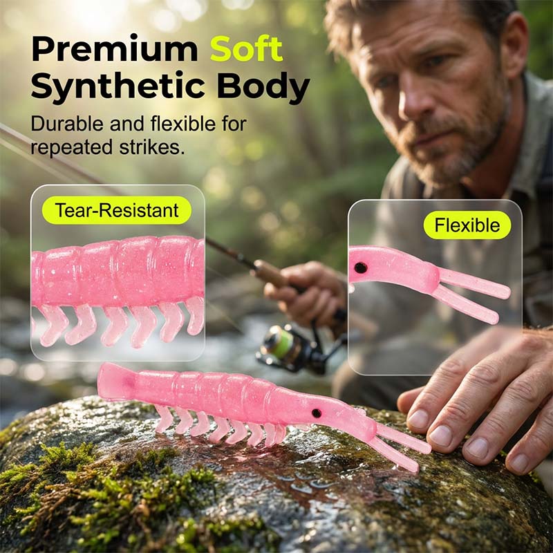 50PCS Luminous Shrimp Lures – Glow in the Dark & Sharp Hooks 🌙✨🦐🎣