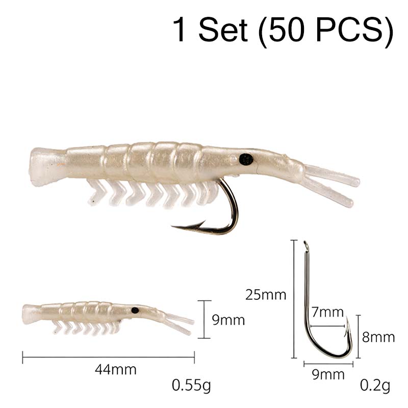 50PCS Luminous Shrimp Lures – Glow in the Dark & Sharp Hooks 🌙✨🦐🎣
