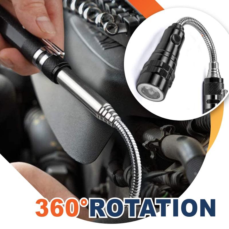 📢📢50% OFF !! ⏰🔦Multifunctional Magnetic Telescopic Flashlight – Extendable, 360° Gooseneck, Super Bright 🛠️
