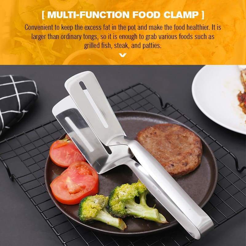⏳Time-Limited Special⏰3-in-1 cooking clamp – grab, flip, scrape, and drain oil easily!