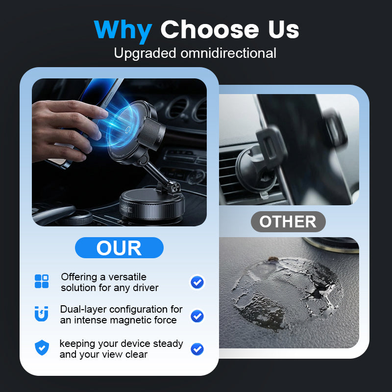 Universal Adjustable Magnetic Car Phone Holder, Vacuum‑Suction Base, Stable Magnet Mount, Auto Interior Accessory
