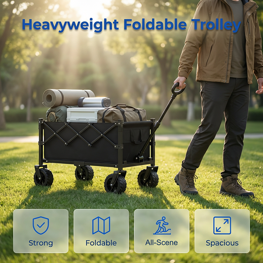 🎉 2026 Sale — Over 38,600 Sold! 🚜 Heavy Duty Collapsible Wagon Cart – All-Terrain Wheels, 130L Large Capacity, 1-Second Quick Fold ✨