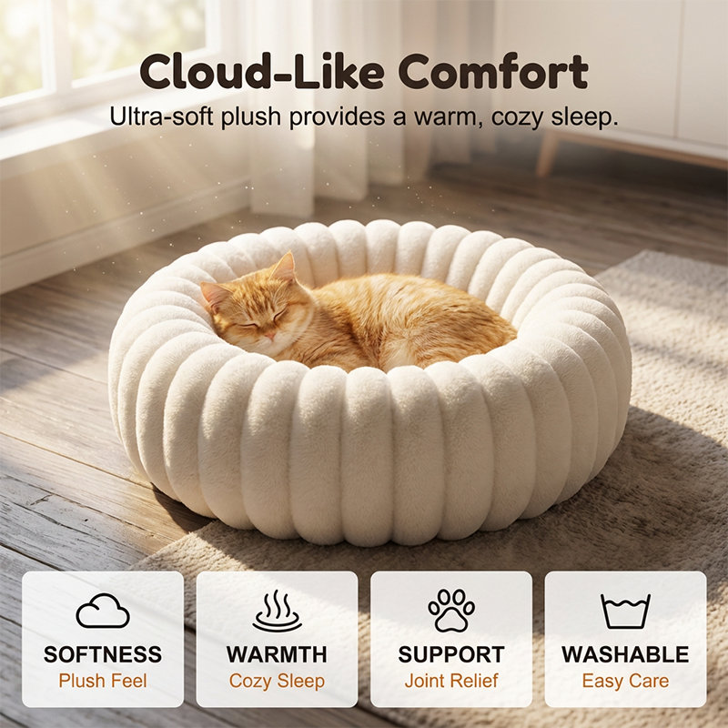 🐾Ultra-Soft Calming Donut Bed for Dogs & Cats🔥
