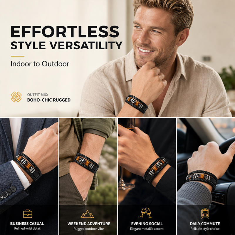 Braided PU Leather Bracelet for Men & Women