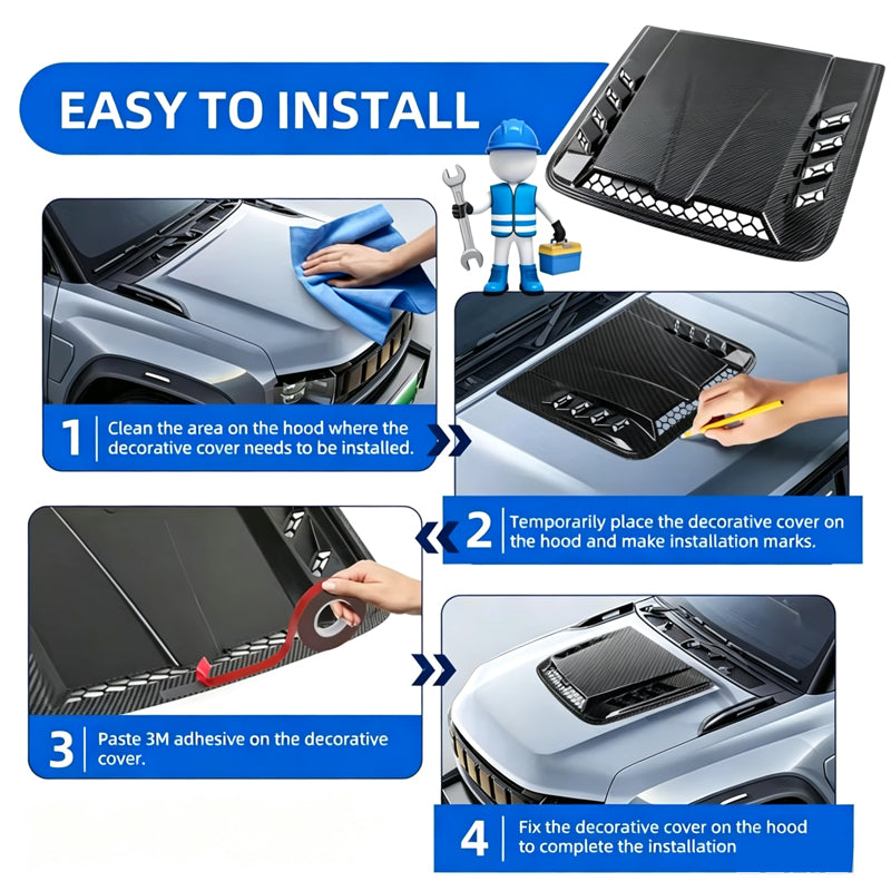 ⏳Time-Limited Special⏰Universal Car Hood Vent Bonnet Scoop Decorative Cover ABS Car Styling Accessories
