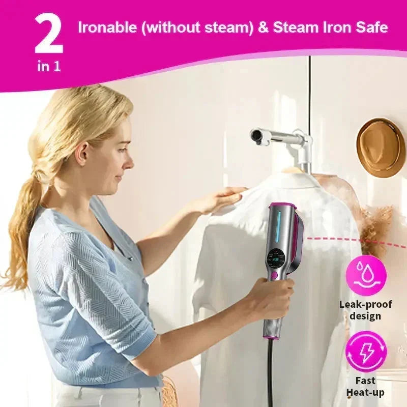 🥳2026 HOT SALE🥳💞50K+ SOLD!💥🧺💨 50% OFF! Steam Iron & Steamer 2-in-1 – Kills 99.99% mites & bacteria. 5s preheat, 150ml tank. Ceramic plate, even heat. Safe for silk to cotton. Your fabric care essential. 🛡️🌿