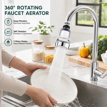 3-Gear Splash-Proof Faucet Filter with Universal Joint