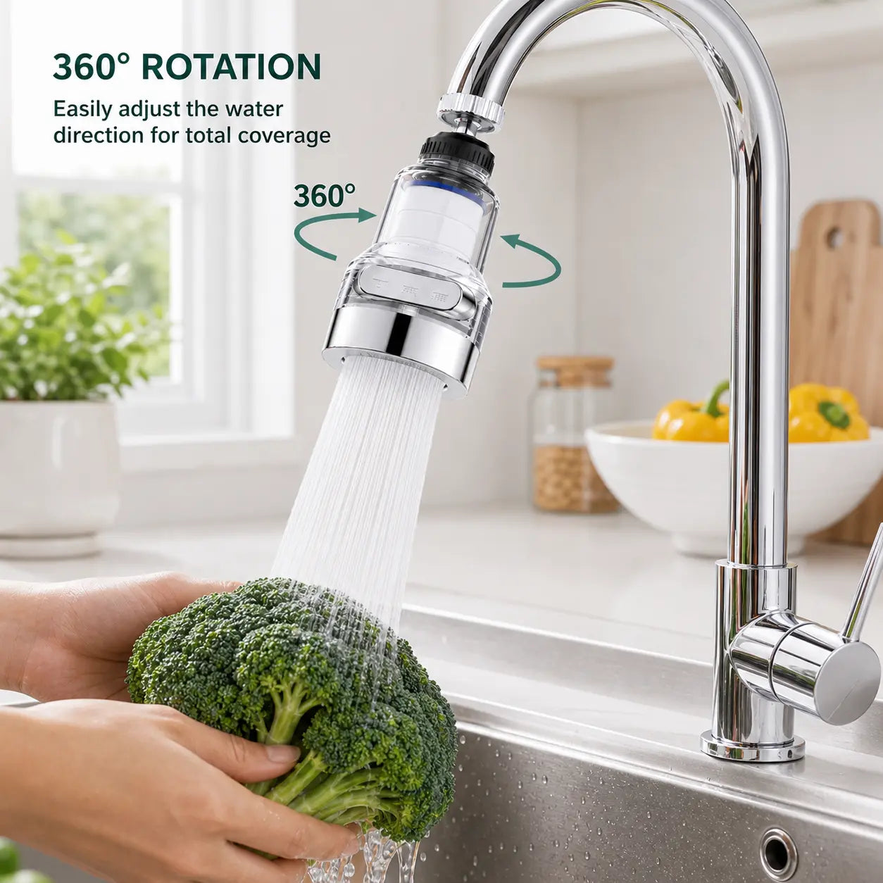 3-Gear Splash-Proof Faucet Filter with Universal Joint