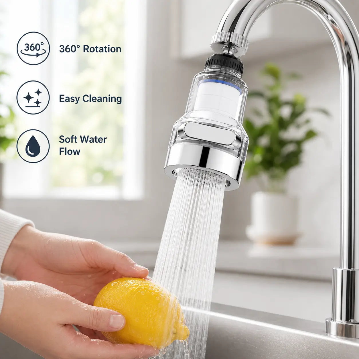 3-Gear Splash-Proof Faucet Filter with Universal Joint