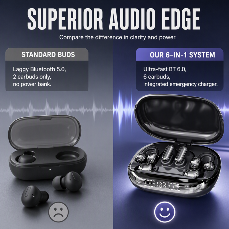 6‑in‑1 Wireless Sleep Earbuds with Charging Case😴 Soft comfy earbuds for sleep, music & call.