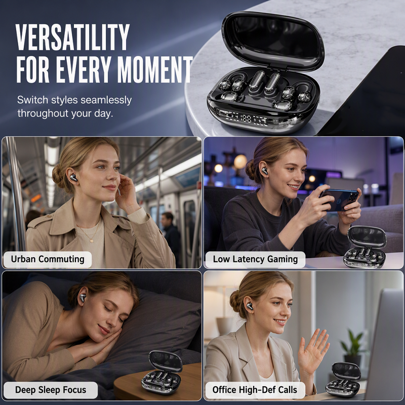6‑in‑1 Wireless Sleep Earbuds with Charging Case😴 Soft comfy earbuds for sleep, music & call.