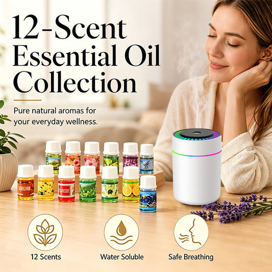 🔥Limited Time 50% Off！12-Scent Essential Oil Set – Water-Soluble & Diffuser-Ready Design