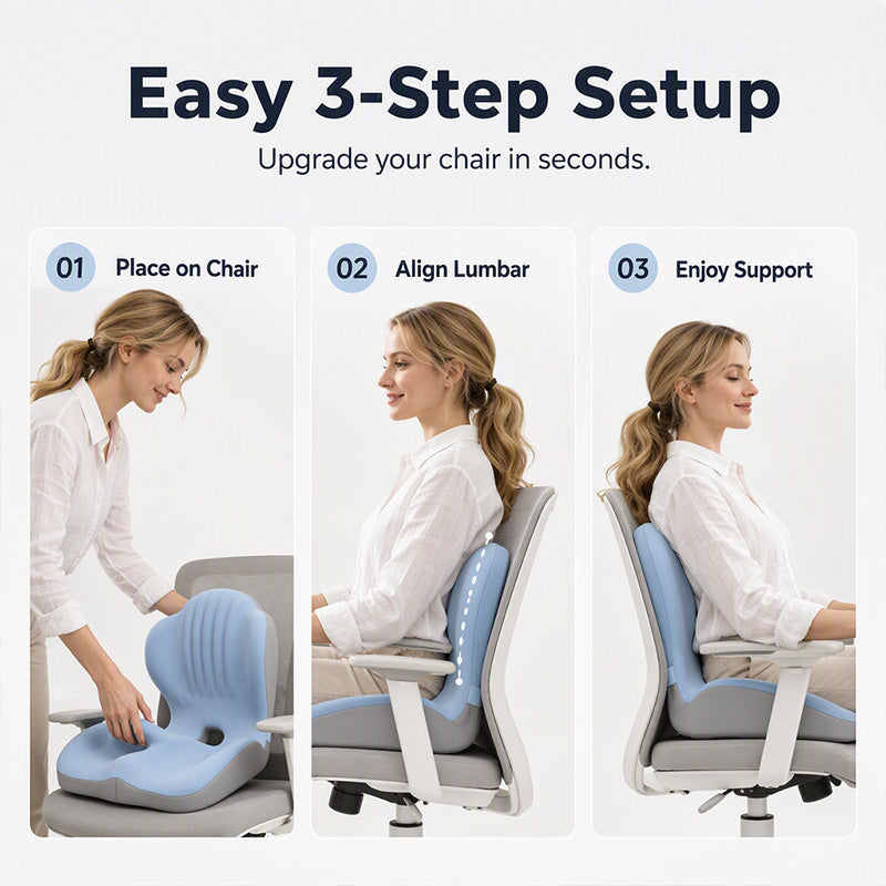 🪑Ergonomic memory foam seat cushion with back support