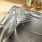 🧽 No More Slimy Sponges – Stainless Steel Corner Rack with Fast-Drain Tray. Keeps Counters Dry.