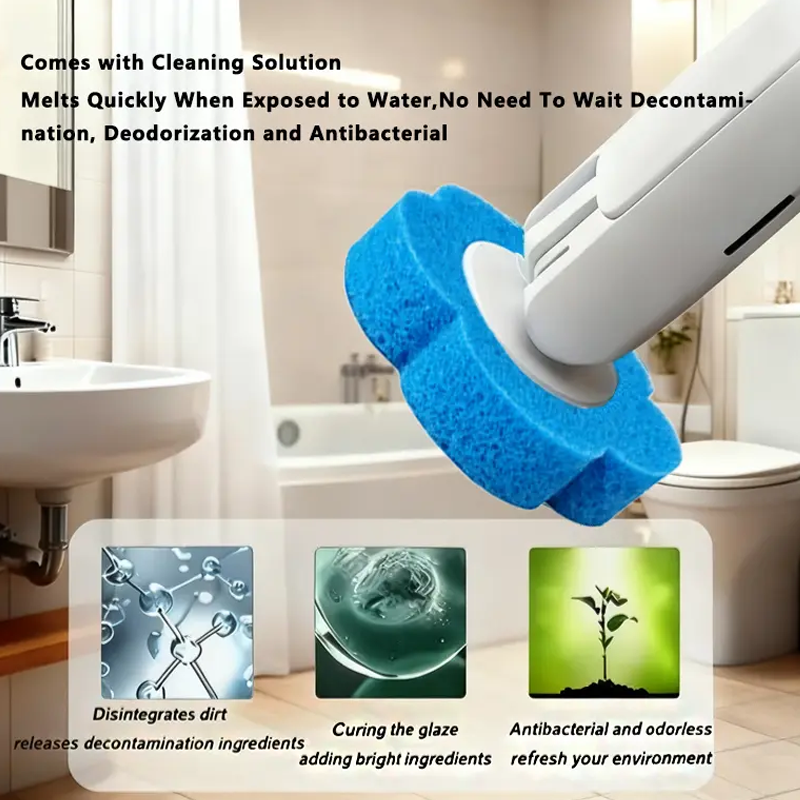 Disposable Toilet Brush Set with 18 Refills✨ Pre-filled cleaning liquid, hygienic one-time use, keep bathroom clean easily.