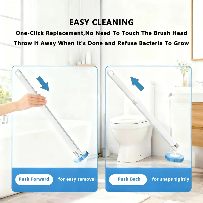 Disposable Toilet Brush Set with 18 Refills✨ Pre-filled cleaning liquid, hygienic one-time use, keep bathroom clean easily.