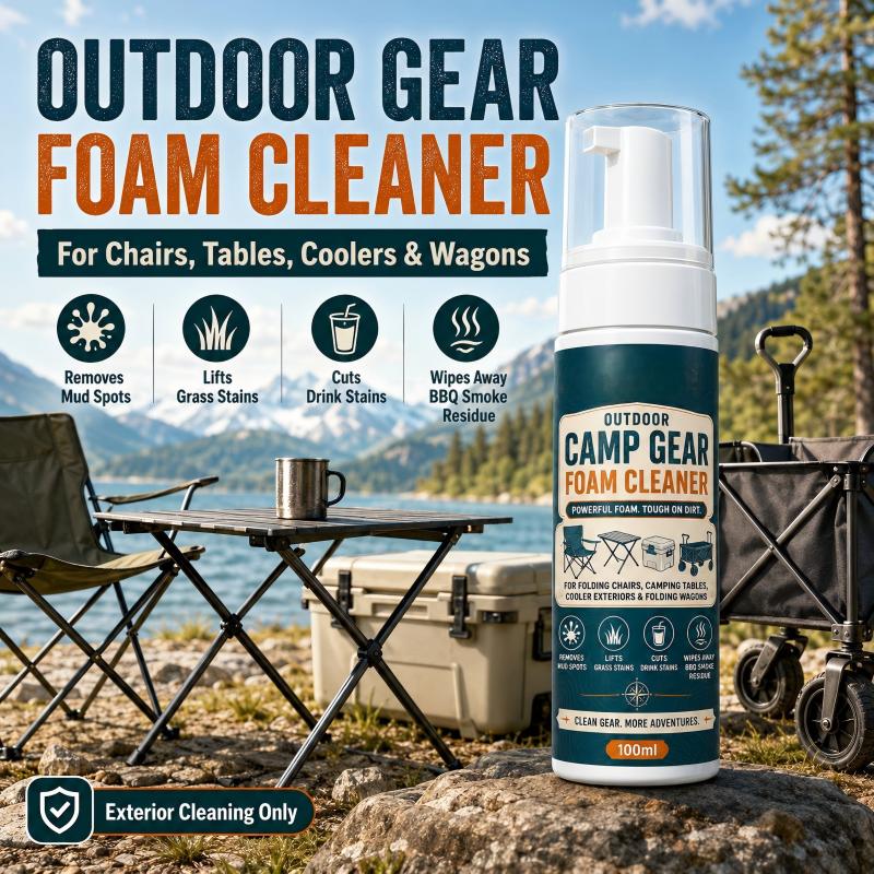 Outdoor Camp Gear Foam Cleaner with Cleaning Towel✨ Mild protective foam removes dirt, perfect for tent, sleeping bags and camping cookware.