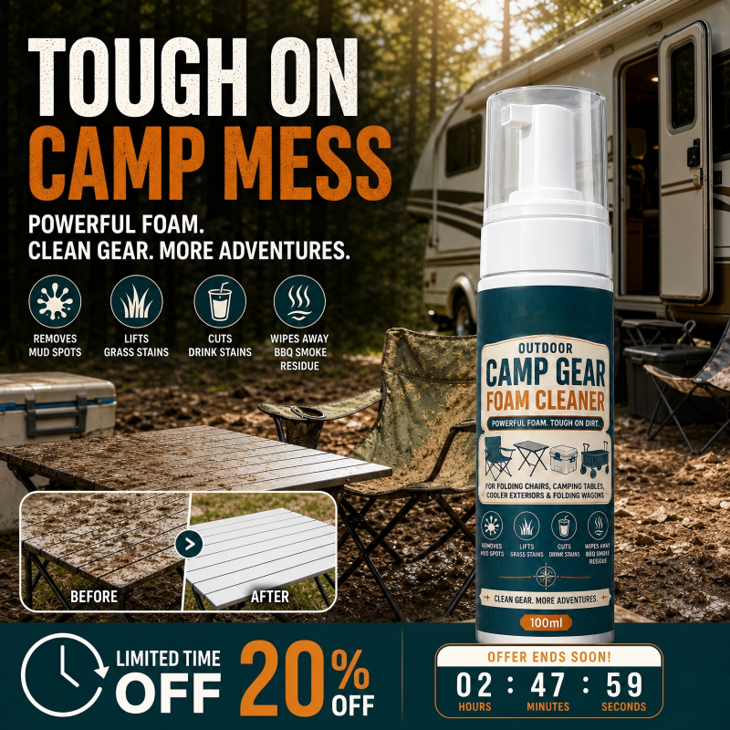Outdoor Camp Gear Foam Cleaner with Cleaning Towel✨ Mild protective foam removes dirt, perfect for tent, sleeping bags and camping cookware.