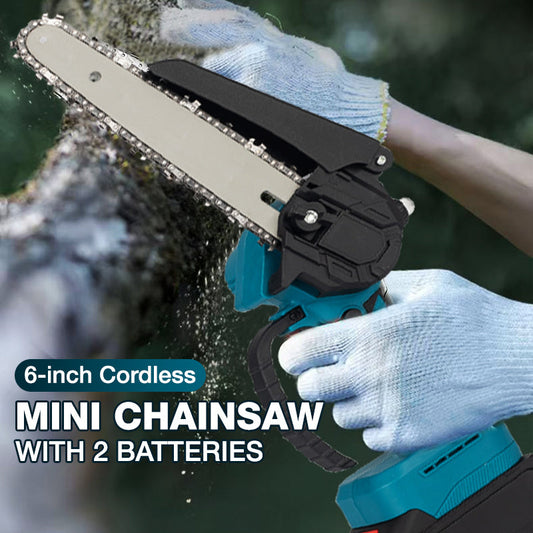 6‑inch Cordless Mini Chainsaw with 2 Batteries⚡ Portable handheld saw for garden pruning & wood cutting.