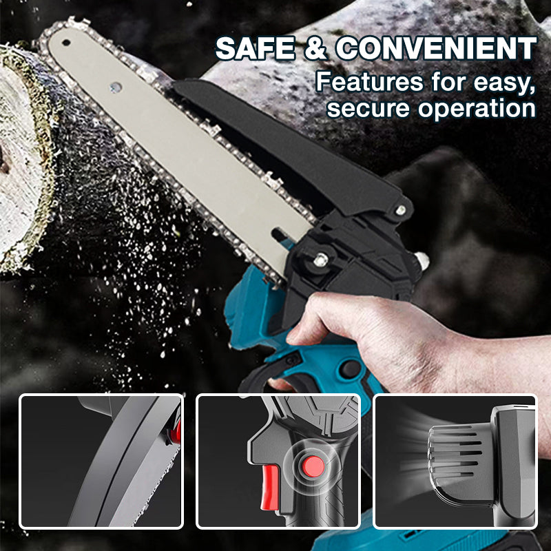 6‑inch Cordless Mini Chainsaw with 2 Batteries⚡ Portable handheld saw for garden pruning & wood cutting.