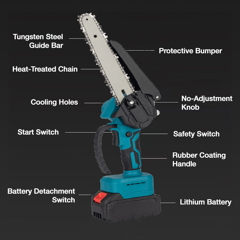 6‑inch Cordless Mini Chainsaw with 2 Batteries⚡ Portable handheld saw for garden pruning & wood cutting.
