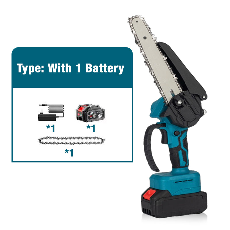 6‑inch Cordless Mini Chainsaw with 2 Batteries⚡ Portable handheld saw for garden pruning & wood cutting.