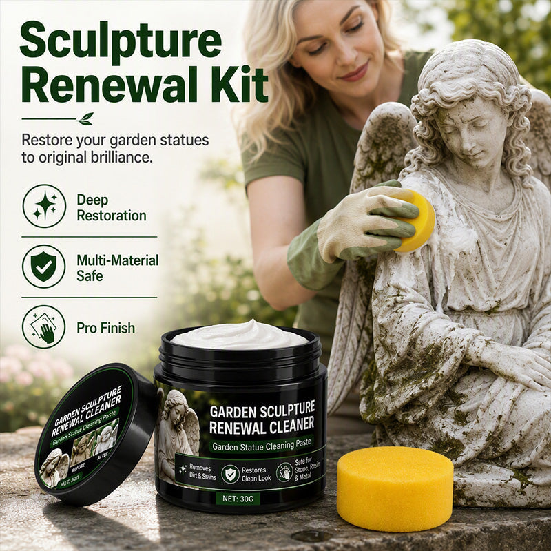 🌿50% OFF NOW! Garden Statue Renewal Cleaner Paste, Sculpture Restoration Cleaning Kit with Sponge, Remove Moss, Dirt & Stains for Stone, Resin & Metal Outdoor Ornaments