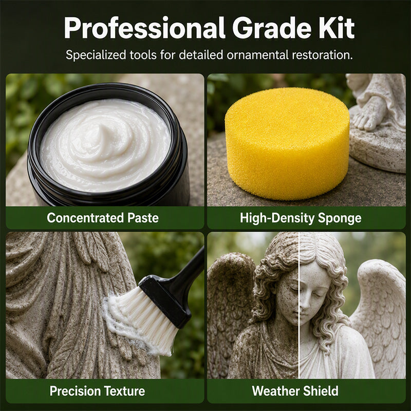 🌿50% OFF NOW! Garden Statue Renewal Cleaner Paste, Sculpture Restoration Cleaning Kit with Sponge, Remove Moss, Dirt & Stains for Stone, Resin & Metal Outdoor Ornaments