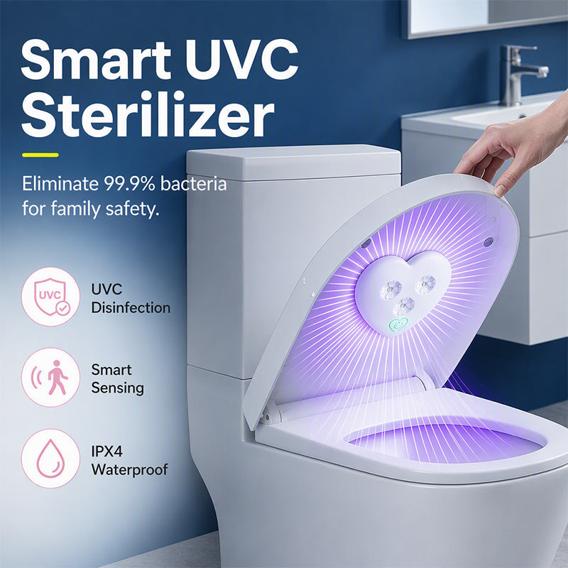 🚽Buy 2 Get 1 Free ! 🔥🔥Smart UVC Toilet Sterilizer Light‑Motion Sensor Toilet Bowl Sanitizer Lamp, IPX4 Waterproof Rechargeable UVC Disinfection Device for Bathroom Toilet, Eliminates 99.9% Bacteria for Household Sanitation