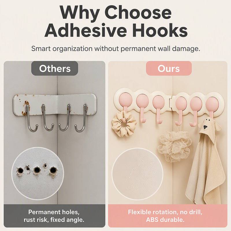Cute Punch-Free Wall Hook Rack✨ No drilling, damage-free sticky wall rack for keys & bags storage.