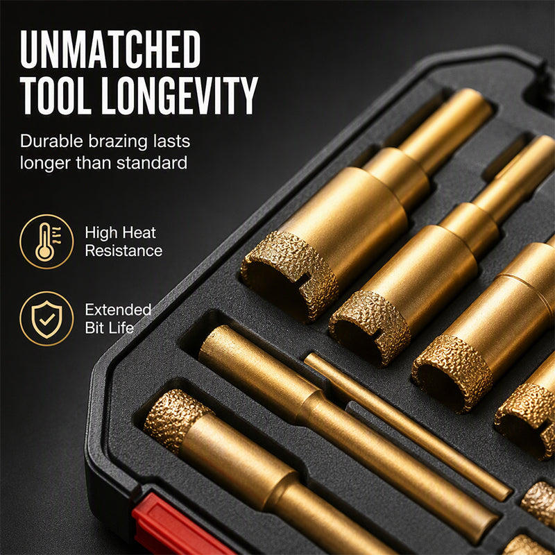 ⏳🔥LIMITED-TIME 50% OFF! ⏰12-Piece Dry Diamond Tile Hole Saw Kit (6-35mm)