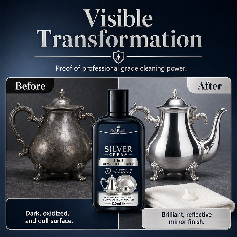 ✨50% OFF NOW! Anti‑Tarnish Silver Polish Cream, 3‑in‑1 Clean Polish Protect Silver Care Cream, Gentle Polishing Cream Restores Bright Luster for Silverware, Silver Heirlooms & Silver Ornaments