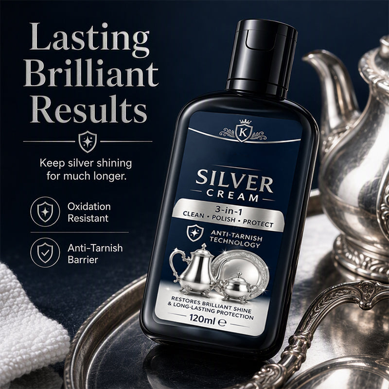 ✨50% OFF NOW! Anti‑Tarnish Silver Polish Cream, 3‑in‑1 Clean Polish Protect Silver Care Cream, Gentle Polishing Cream Restores Bright Luster for Silverware, Silver Heirlooms & Silver Ornaments
