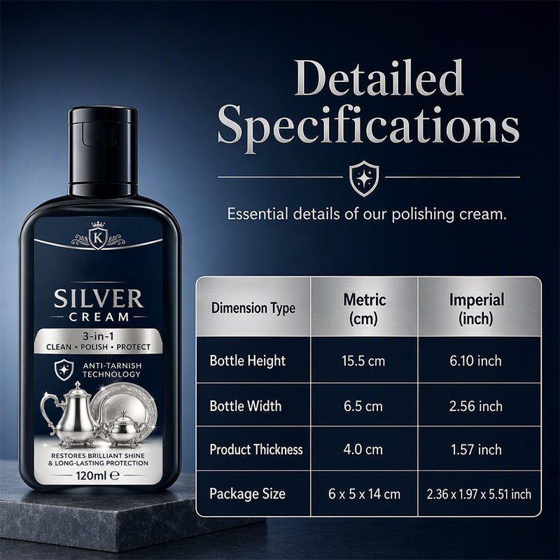 ✨50% OFF NOW! Anti‑Tarnish Silver Polish Cream, 3‑in‑1 Clean Polish Protect Silver Care Cream, Gentle Polishing Cream Restores Bright Luster for Silverware, Silver Heirlooms & Silver Ornaments