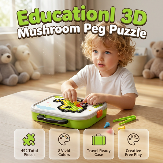 Creative 3D Mushroom Peg Puzzle🍄 Fun assemble peg toy, boost kids hands‑on ability for early learning.