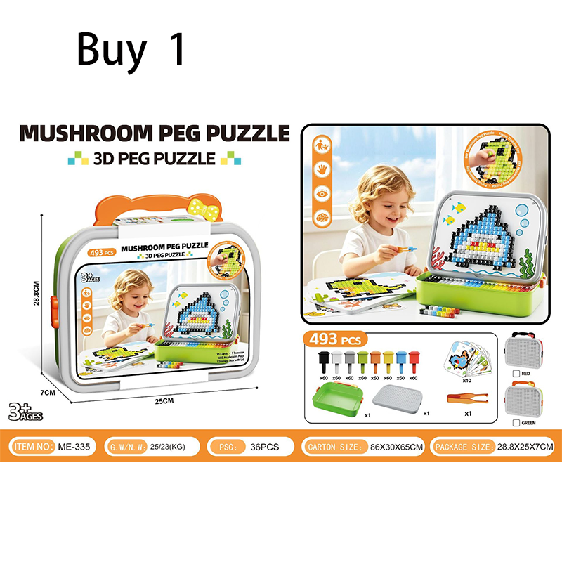 Creative 3D Mushroom Peg Puzzle🍄 Fun assemble peg toy, boost kids hands‑on ability for early learning.