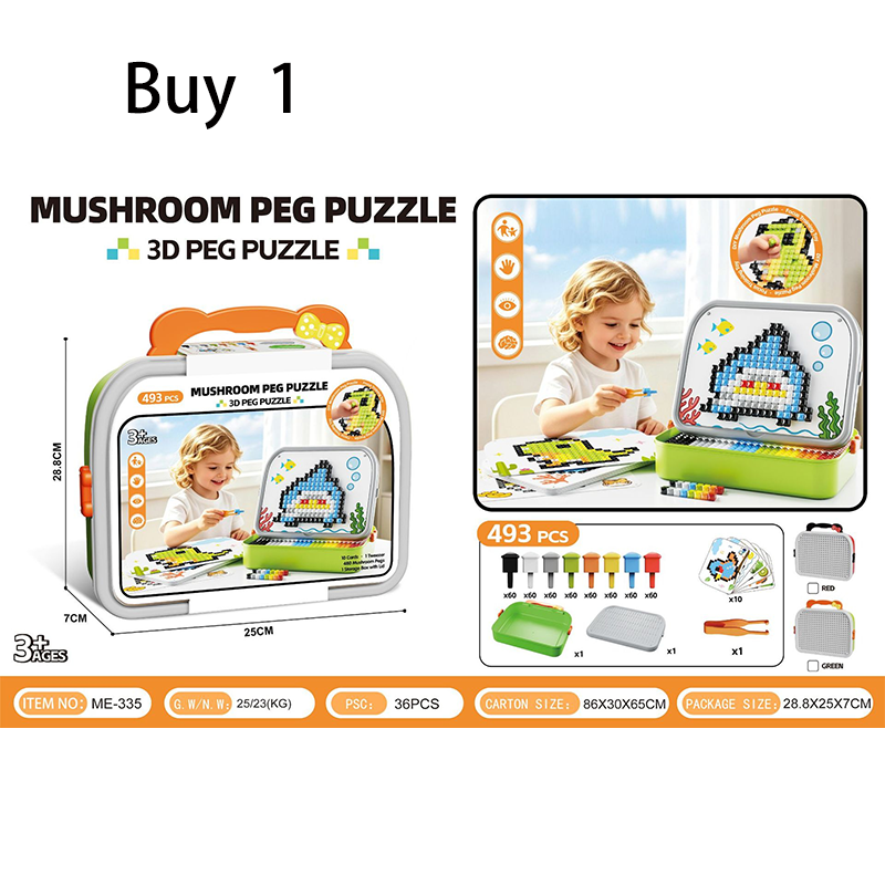 Creative 3D Mushroom Peg Puzzle🍄 Fun assemble peg toy, boost kids hands‑on ability for early learning.