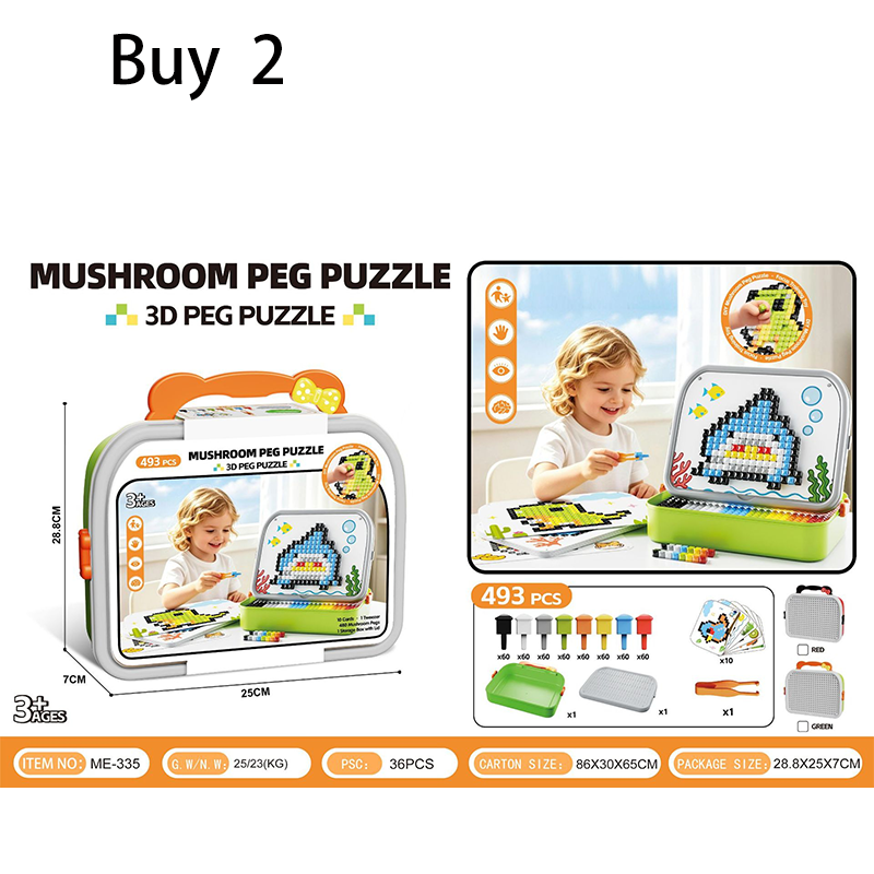 Creative 3D Mushroom Peg Puzzle🍄 Fun assemble peg toy, boost kids hands‑on ability for early learning.