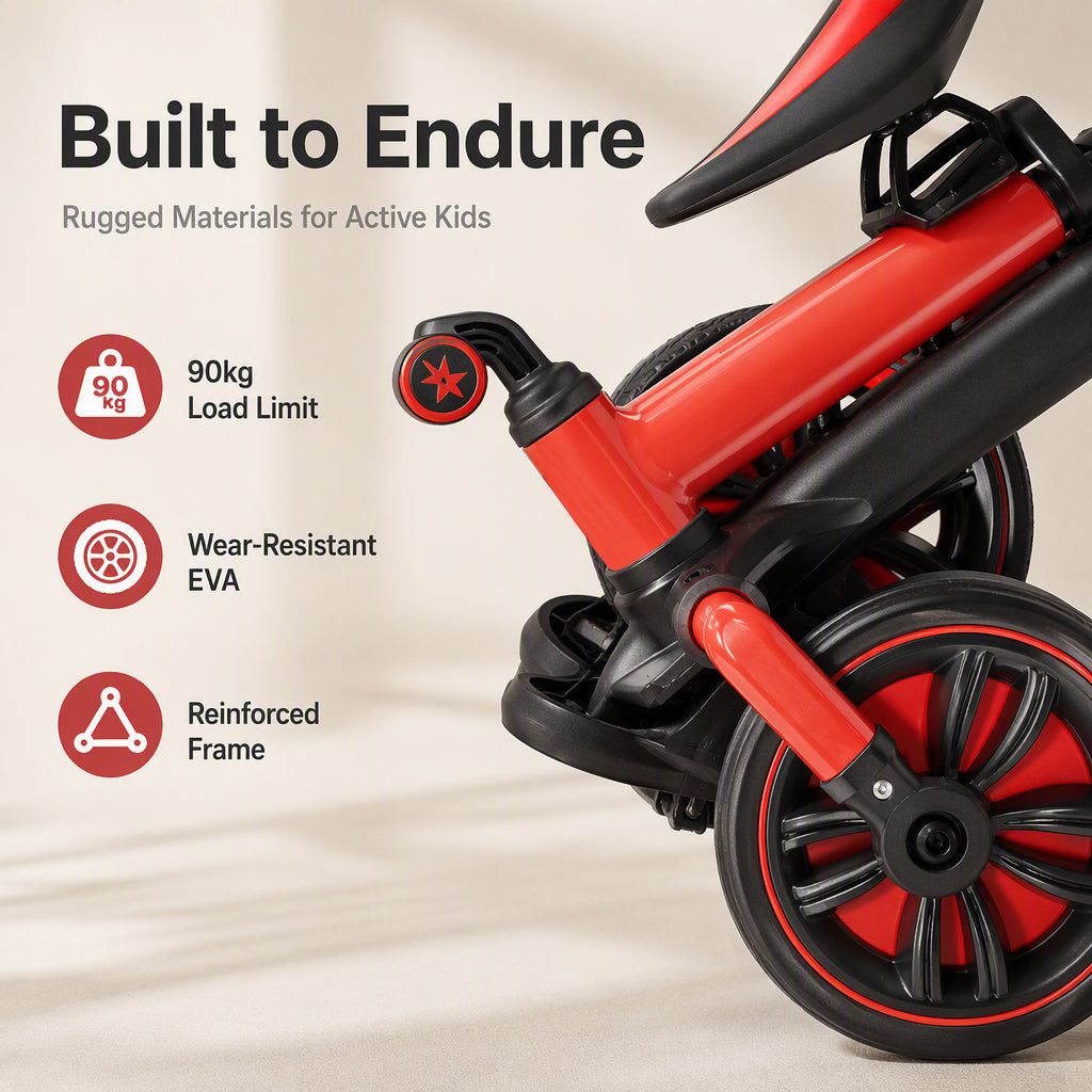 🚲✨ 3-in-1 Kids' Tricycle – Ultra-lightweight (2.8 kg) & foldable design for on-the-go use | From balance bike to handcart