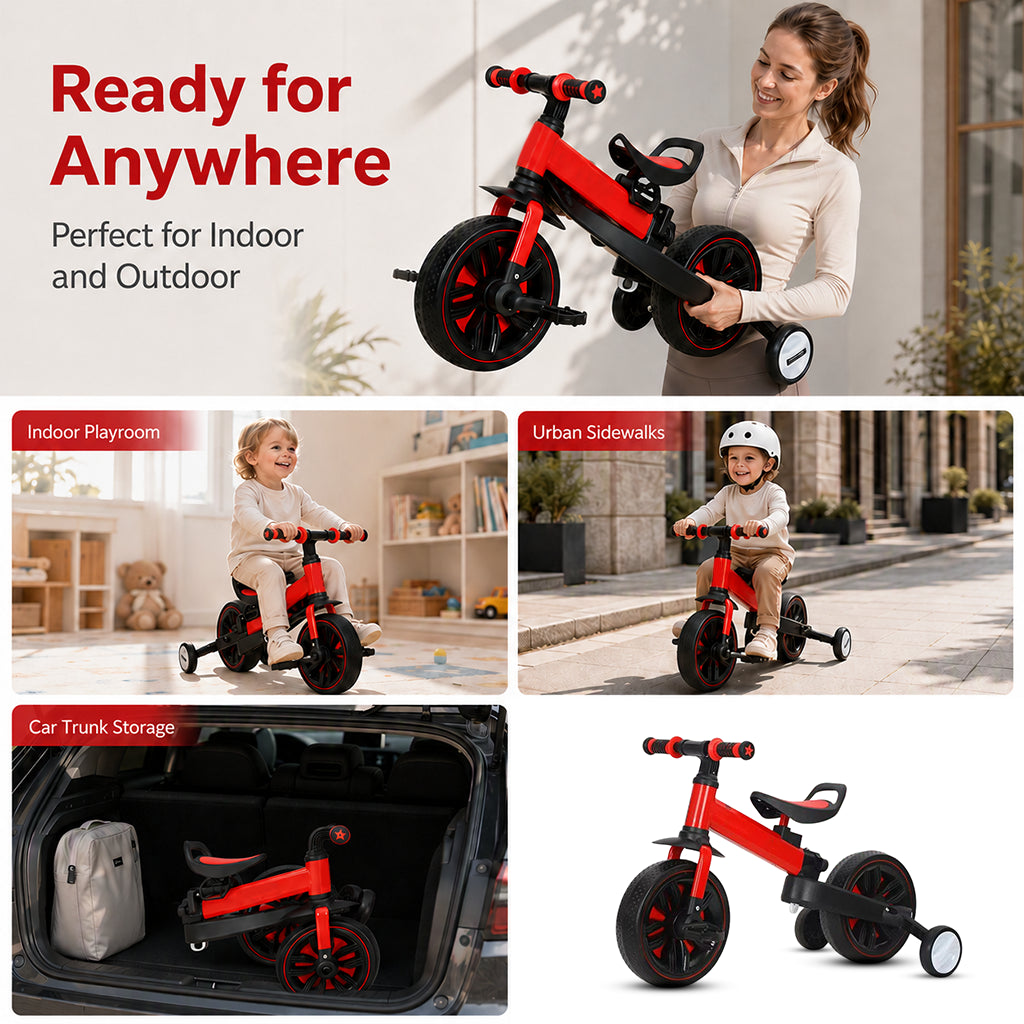 🚲✨ 3-in-1 Kids' Tricycle – Ultra-lightweight (2.8 kg) & foldable design for on-the-go use | From balance bike to handcart