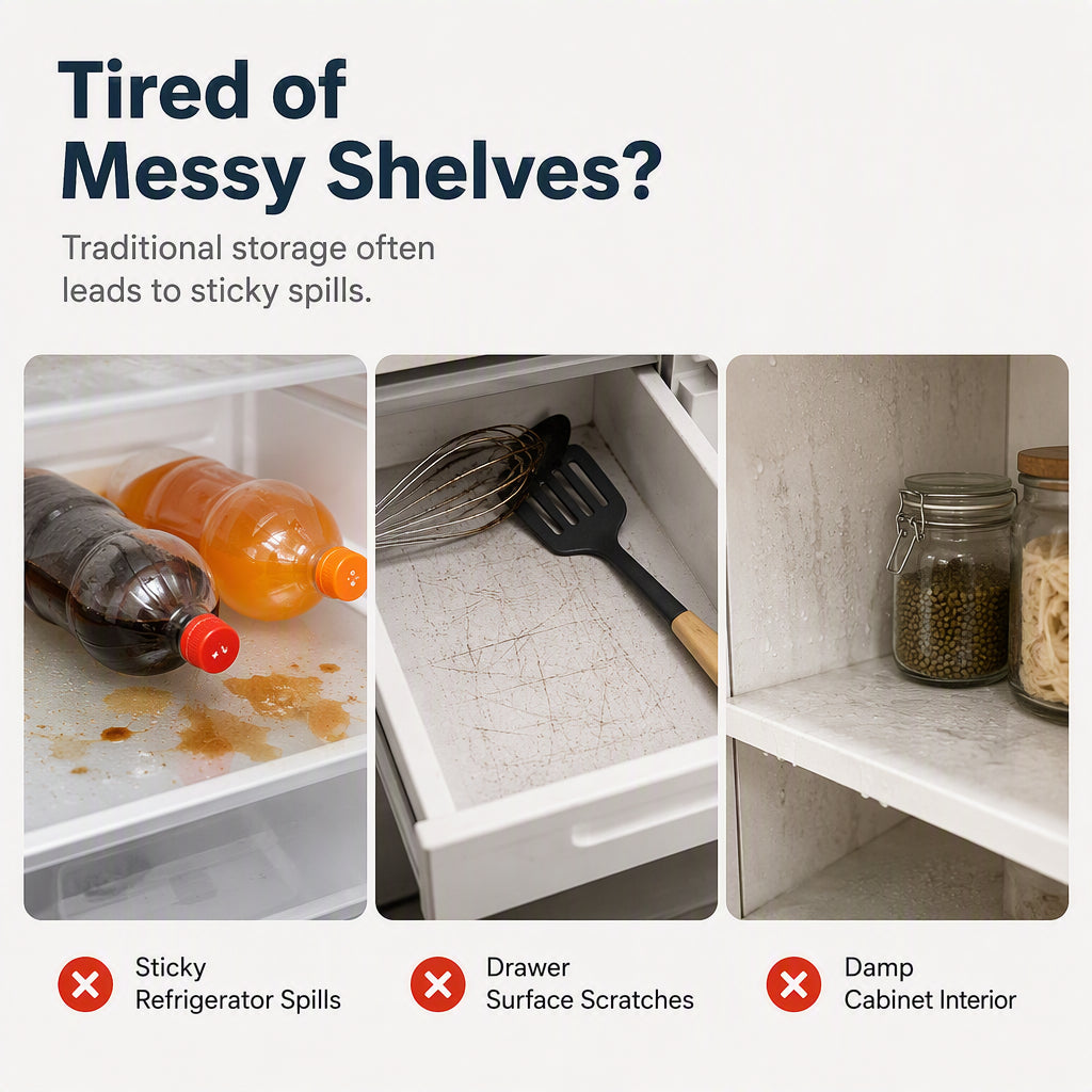 Waterproof Fridge Shelf Liners – Non-Slip, Easy-Clean & Food-Safe – Keeps Fridge Shelves Fresh & Organized