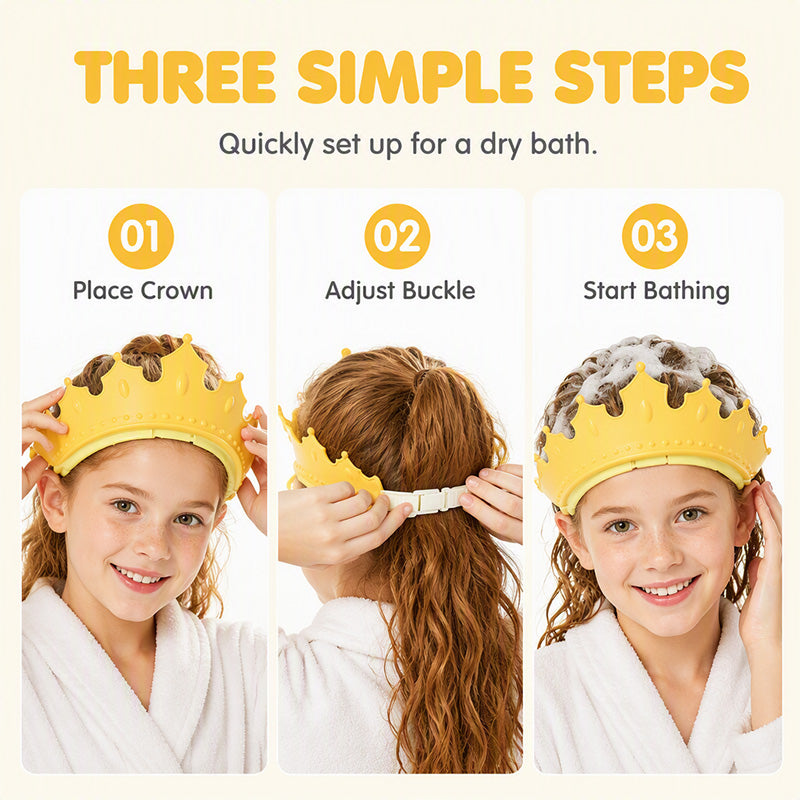 👑50% OFF NOW! Adjustable Crown Kids Shampoo Visor‑Soft Silicone Waterproof Bath Shower Cap, Ear Protection Shampoo Guard, Happy Bath Time Accessory for Toddlers & Children