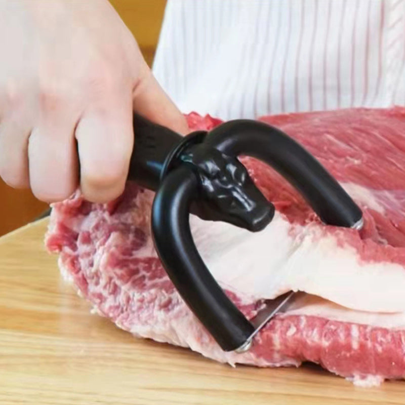 🥩🔪Handheld Fat Trimmer for Beef & Pork – U-shaped curved holder targets surface fat without wasting lean meat. Stainless steel blade, ergonomic grip – prep like a pro! 🧑‍🍳✨