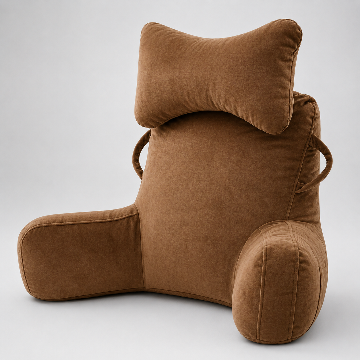 🛋️50% OFF NOW! Multifunctional Reading Bed Backrest Pillow‑Soft Velvet Lumbar Support Cushion with Armrests & Side Pocket, Perfect for Reading, Gaming, Working & Watching TV in Bed