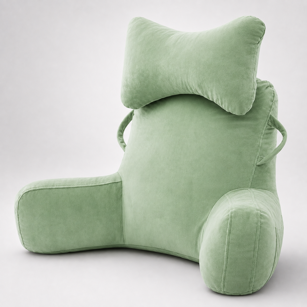 🛋️50% OFF NOW! Multifunctional Reading Bed Backrest Pillow‑Soft Velvet Lumbar Support Cushion with Armrests & Side Pocket, Perfect for Reading, Gaming, Working & Watching TV in Bed
