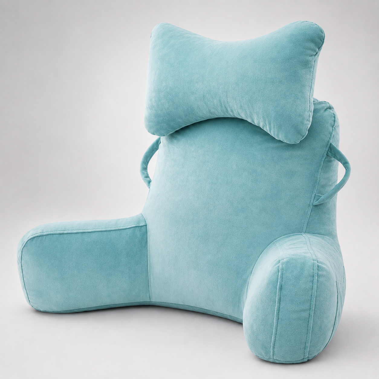 🛋️50% OFF NOW! Multifunctional Reading Bed Backrest Pillow‑Soft Velvet Lumbar Support Cushion with Armrests & Side Pocket, Perfect for Reading, Gaming, Working & Watching TV in Bed