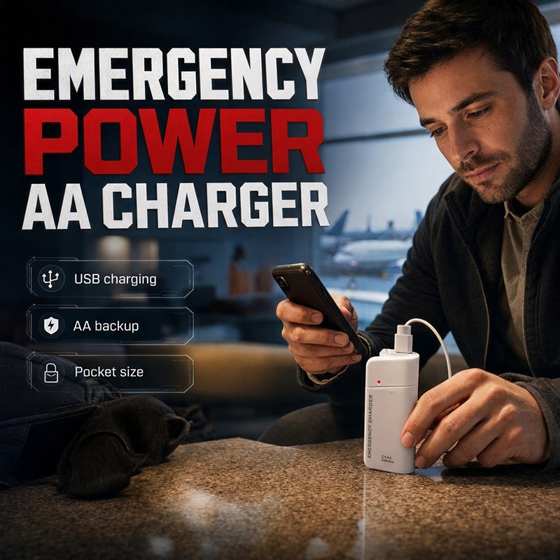 ⏳Time-Limited Special⏰Portable Emergency Phone Charger AA Battery Powered Power Bank with LED Flashlight