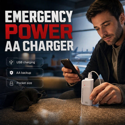 ⏳Time-Limited Special⏰Portable Emergency Phone Charger AA Battery Powered Power Bank with LED Flashlight