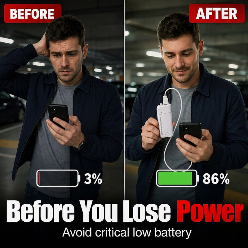 ⏳Time-Limited Special⏰Portable Emergency Phone Charger AA Battery Powered Power Bank with LED Flashlight