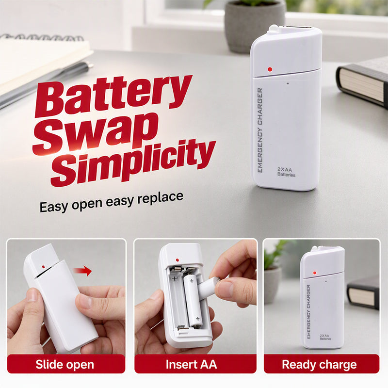 ⏳Time-Limited Special⏰Portable Emergency Phone Charger AA Battery Powered Power Bank with LED Flashlight